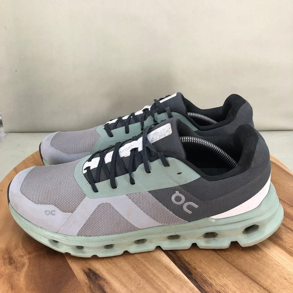 On Cloudrunner Mens Running Shoes Size 13 Grey Green 46.99021 Low Top Sneakers